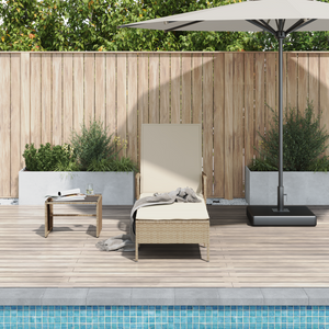 Lettino Prendisole Beige e bianco panna PE Rattan 157 x 55 x 92 cm