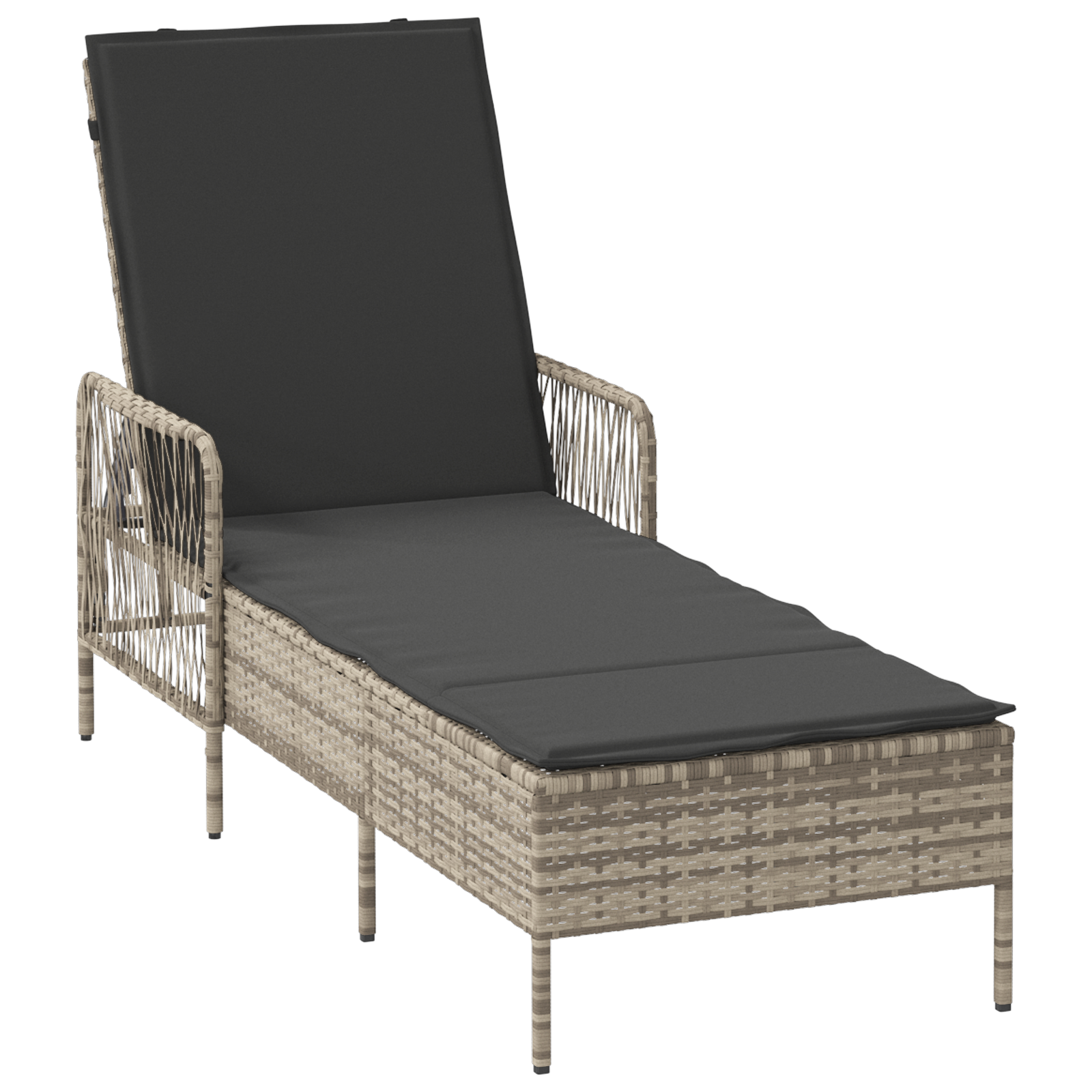 Lettino Prendisole Grigio chiaro Rattan PE 157 x 55 x 92 cm