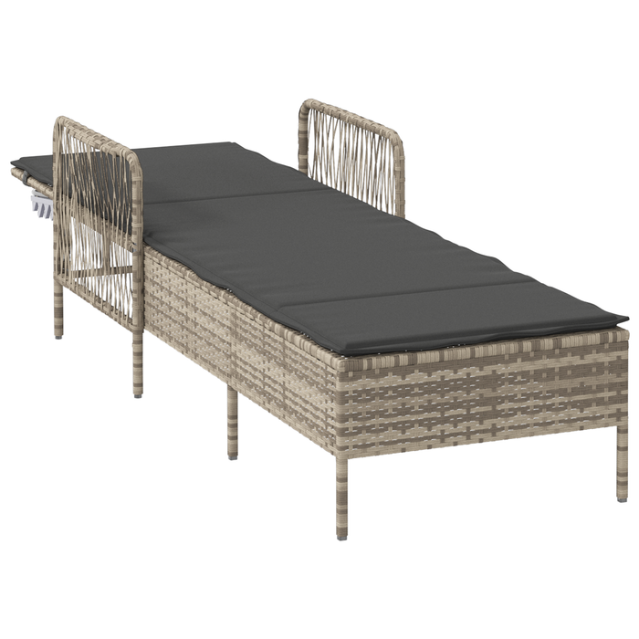 Lettino Prendisole Grigio chiaro Rattan PE 157 x 55 x 92 cm