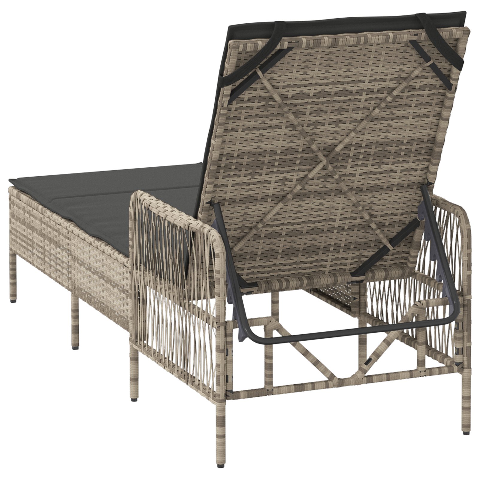 Lettino Prendisole Grigio chiaro Rattan PE 157 x 55 x 92 cm