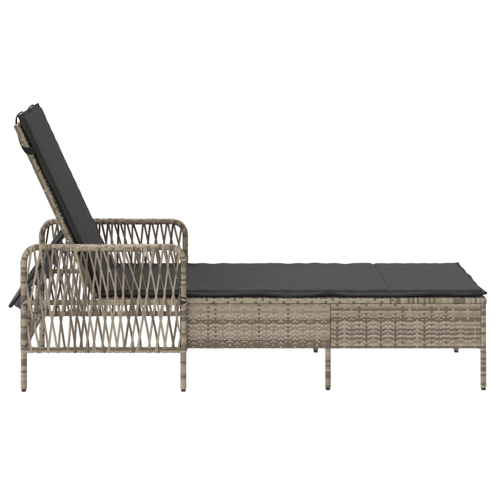Lettino Prendisole Grigio chiaro Rattan PE 157 x 55 x 92 cm