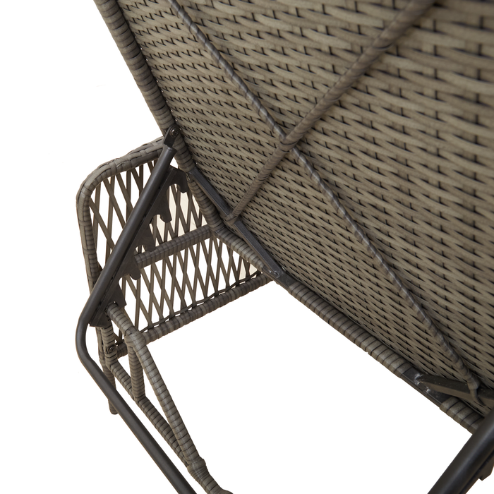 Lettino Prendisole Grigio PE Rattan 157 x 55 x 92 cm Pieghevole