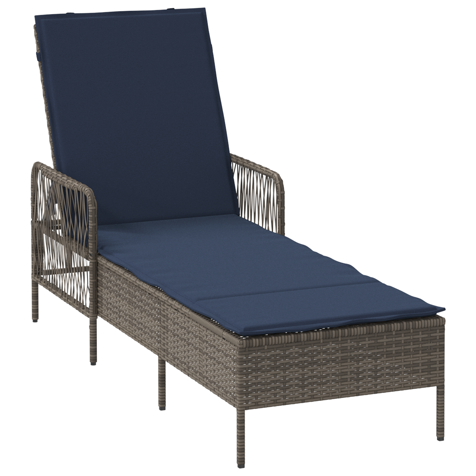 Lettino Prendisole Grigio PE Rattan 157 x 55 x 92 cm Pieghevole