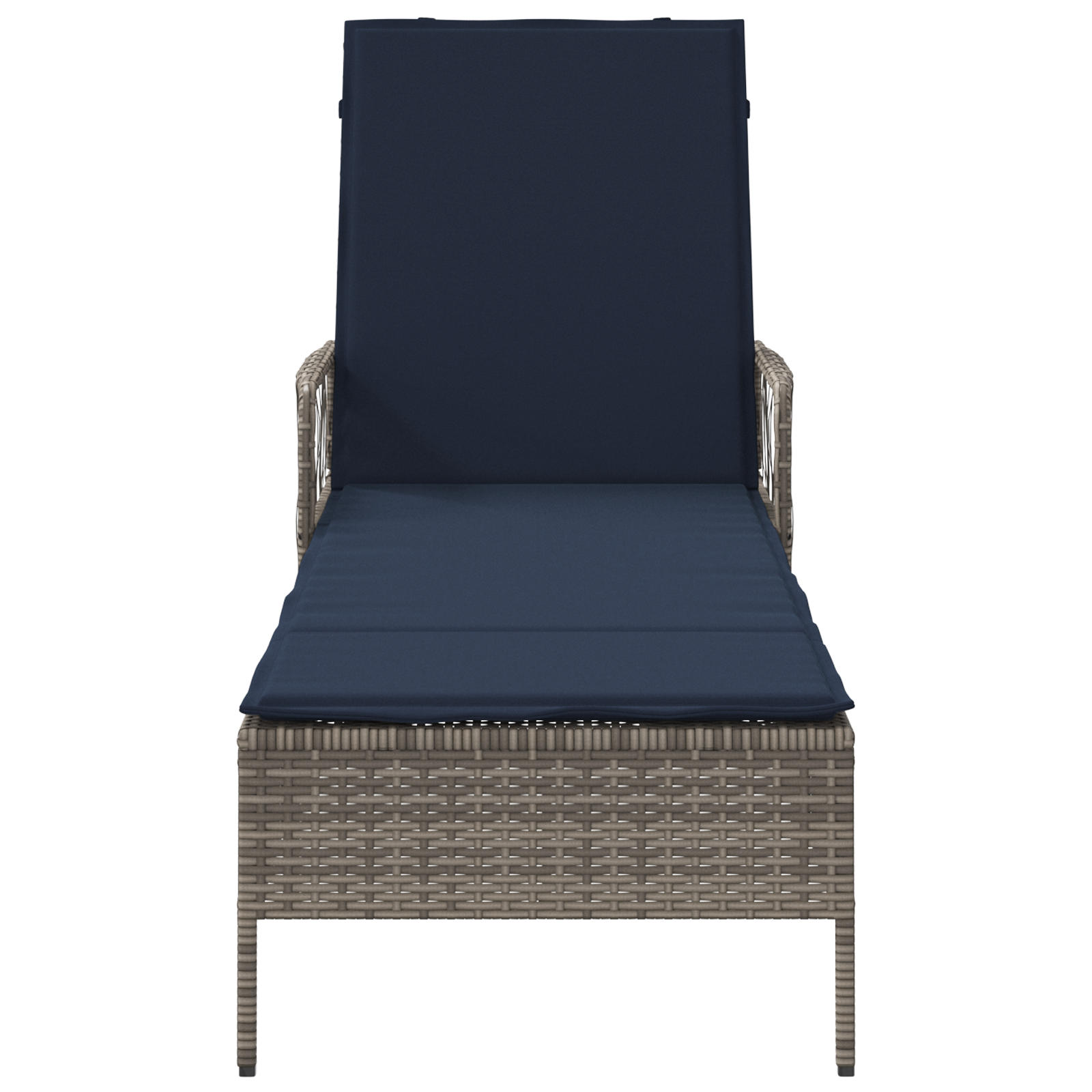 Lettino Prendisole Grigio PE Rattan 157 x 55 x 92 cm Pieghevole