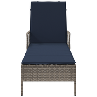 Lettino Prendisole Grigio PE Rattan 157 x 55 x 92 cm Pieghevole