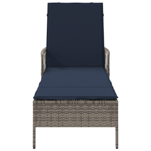 Lettino Prendisole Grigio PE Rattan 157 x 55 x 92 cm Pieghevole