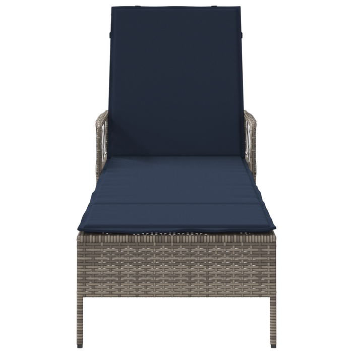 Lettino Prendisole Grigio PE Rattan 157 x 55 x 92 cm Pieghevole