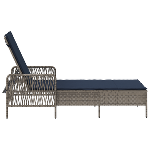 Lettino Prendisole Grigio PE Rattan 157 x 55 x 92 cm Pieghevole