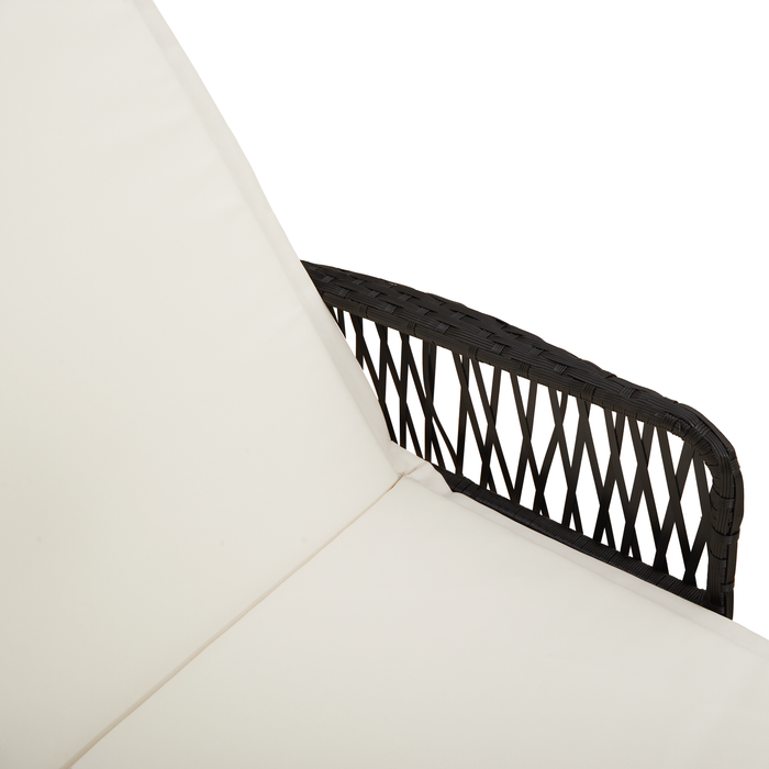 Set di Lettini Prendisole Set di 3 Nero e panna Rattan PE, metallo