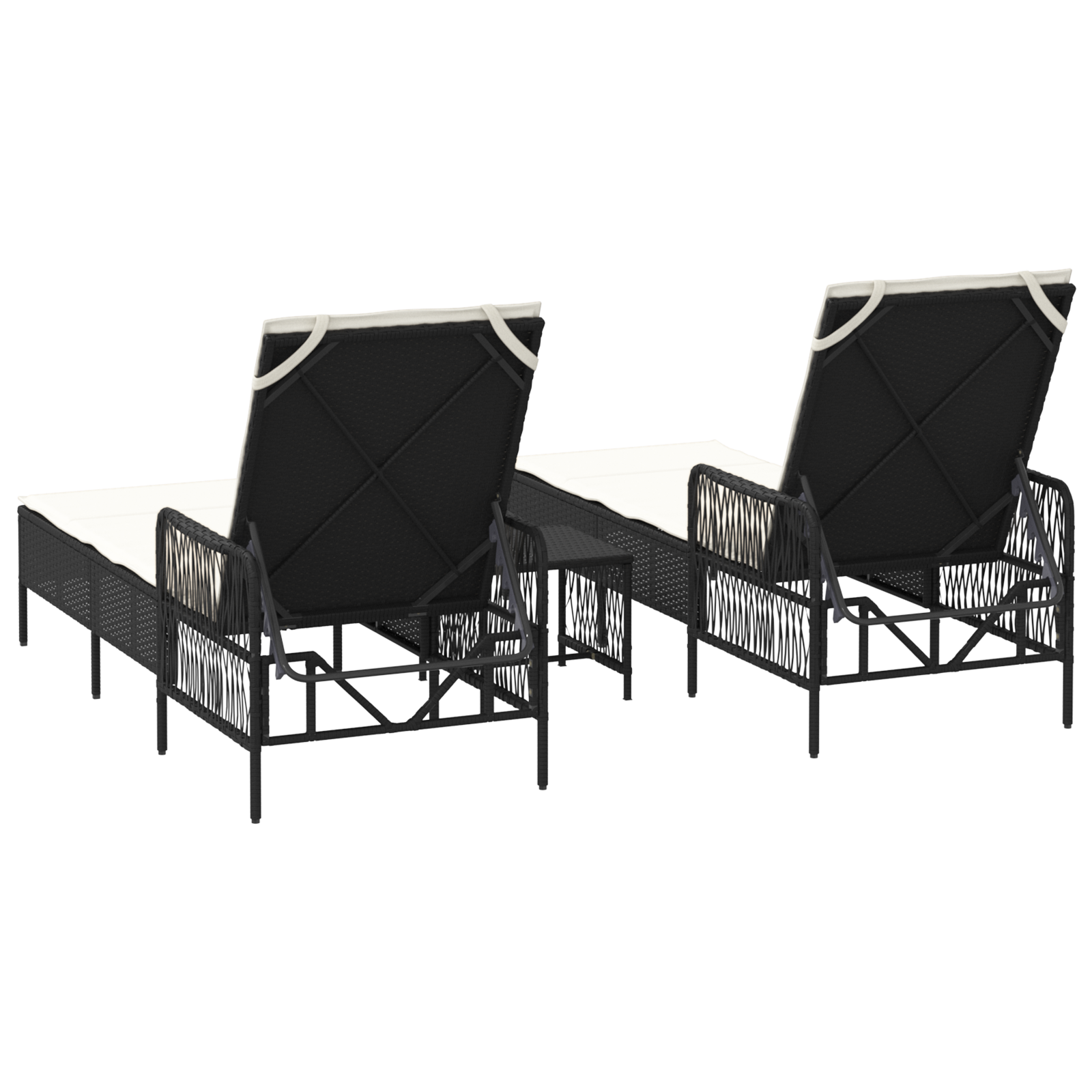 Set di Lettini Prendisole Set di 3 Nero e panna Rattan PE, metallo
