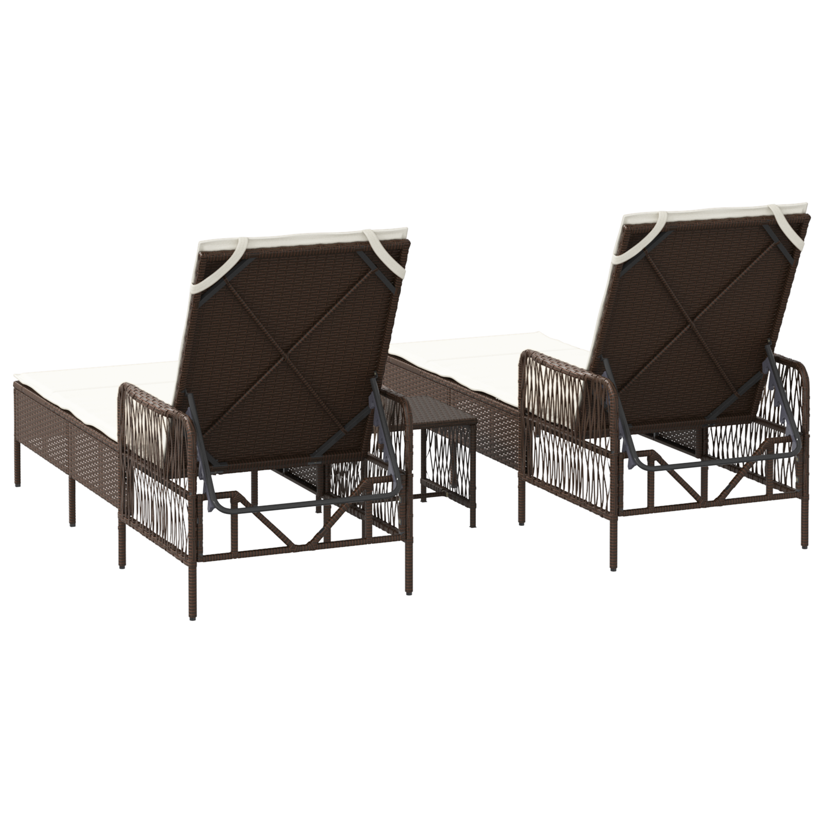 Set Lettino Prendisole Set di 3 Marrone e panna Polyrattan, metallo