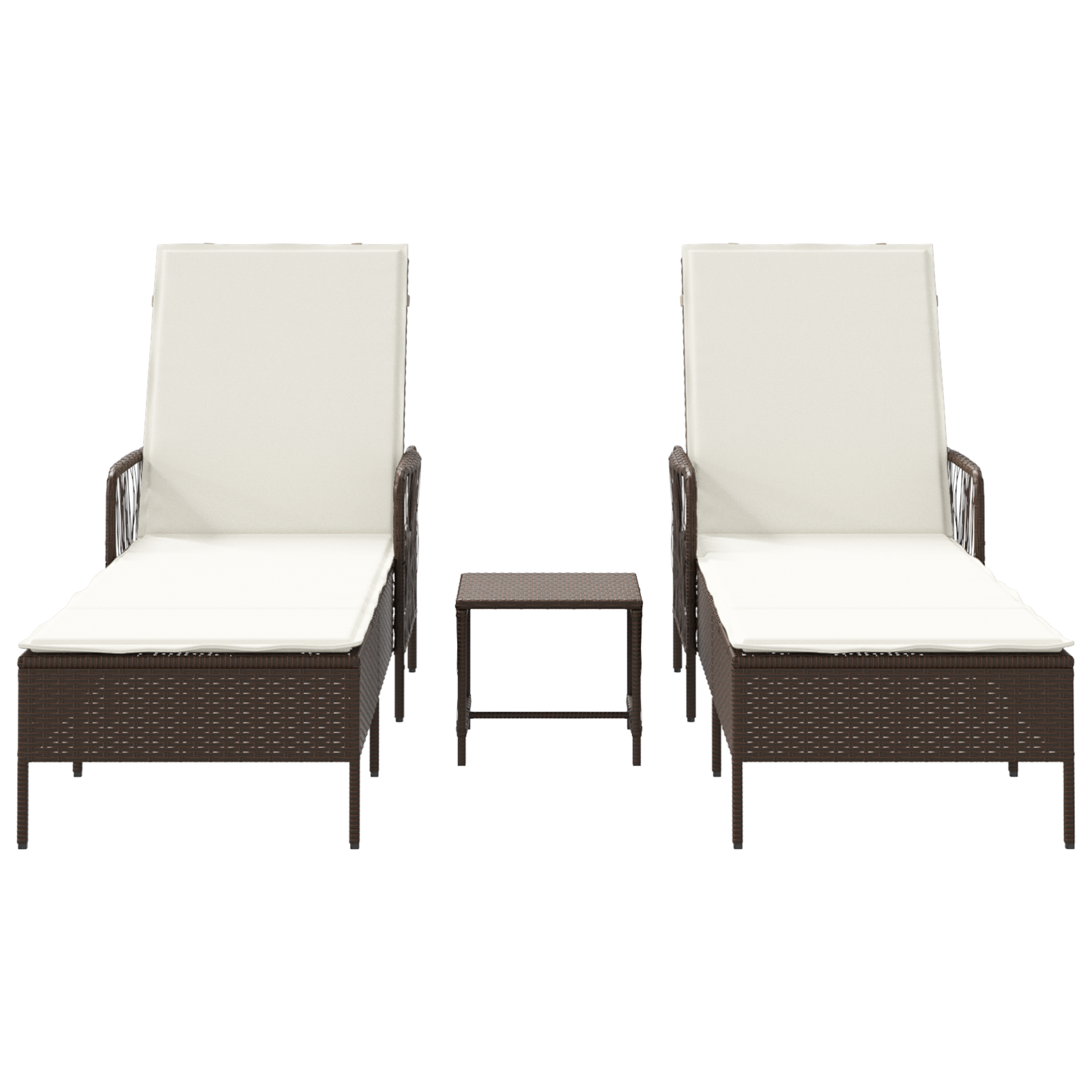 Set Lettino Prendisole Set di 3 Marrone e panna Polyrattan, metallo