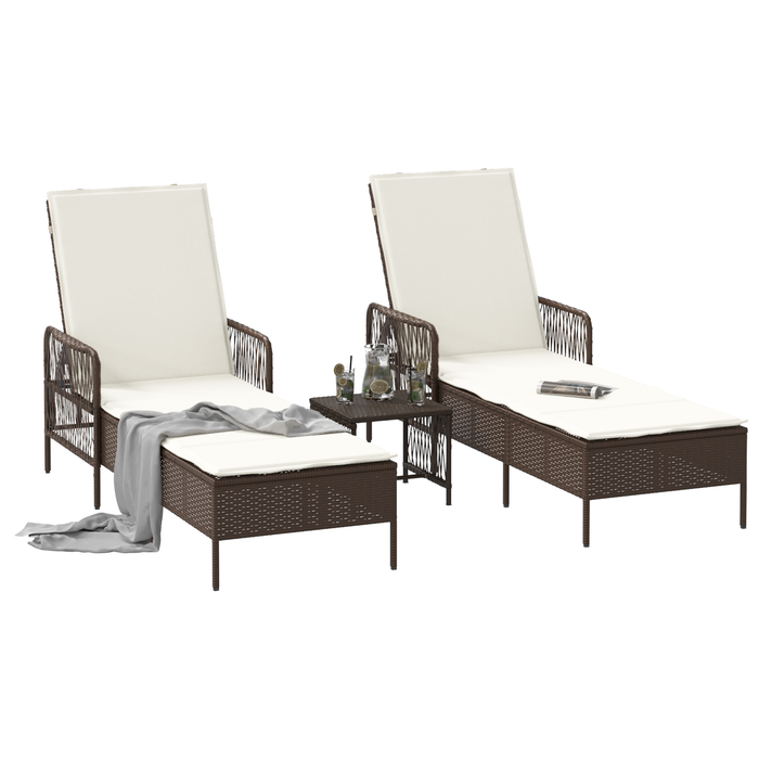 Set Lettino Prendisole Set di 3 Marrone e panna Polyrattan, metallo
