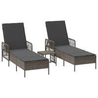 Set Lettini Prendisole Set di 3 Grigio e grigio scuro PE Rattan