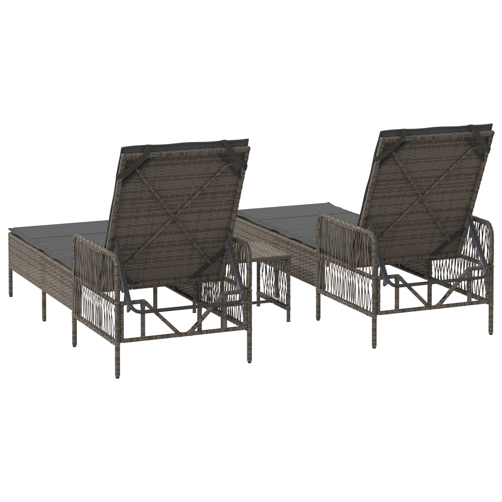 Set Lettini Prendisole Set di 3 Grigio e grigio scuro PE Rattan
