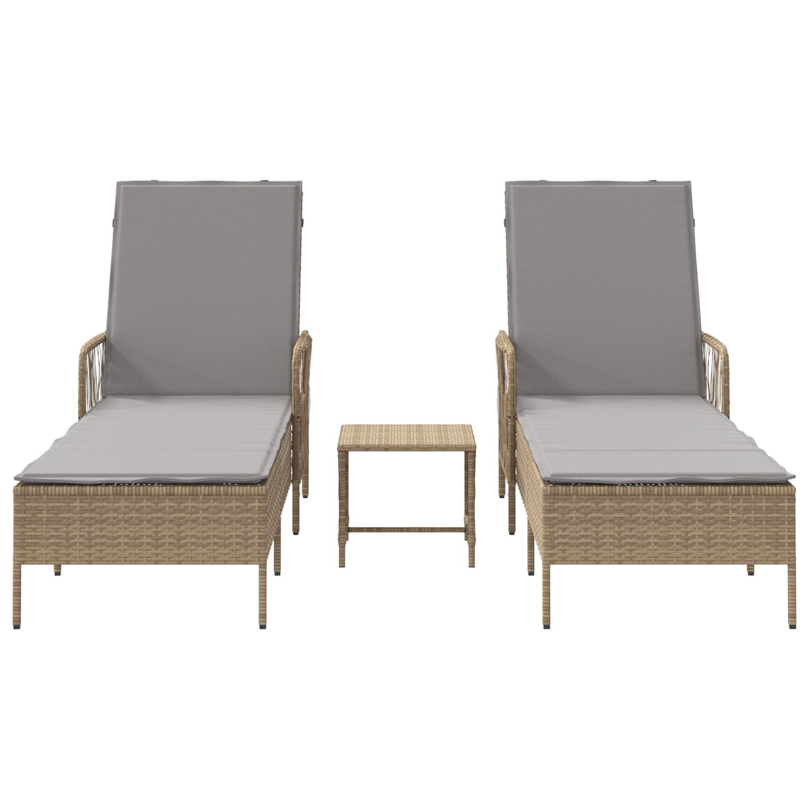 Set Lettini Prendisole Set di 3 Beige Rattan PE, metallo