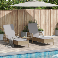 Set Lettini Prendisole Set di 3 Beige Rattan PE, metallo