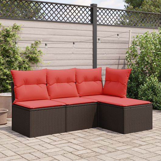 Sgabello da giardino con cuscino marrone 55x55x37 cm in polyrattan