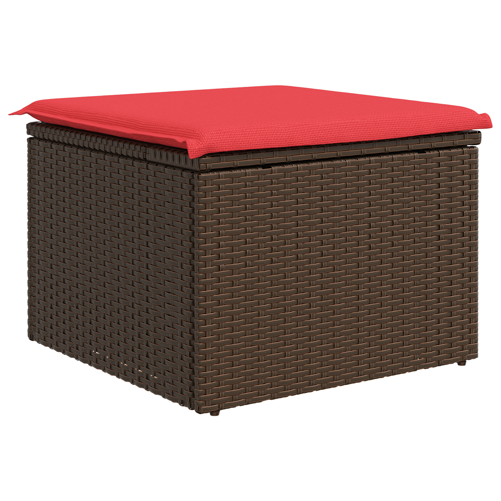Sgabello da giardino con cuscino marrone 55x55x37 cm in polyrattan