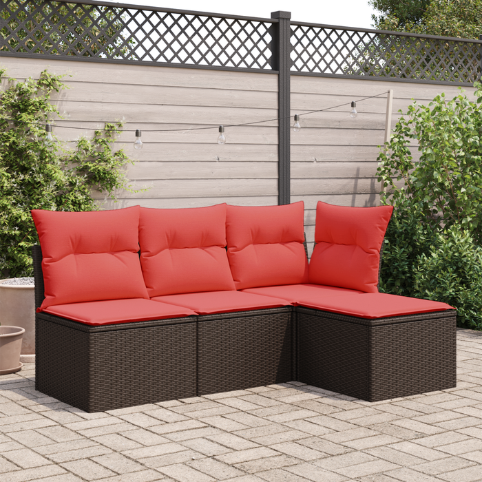 Sgabello da giardino con cuscino marrone 55x55x37 cm in polyrattan