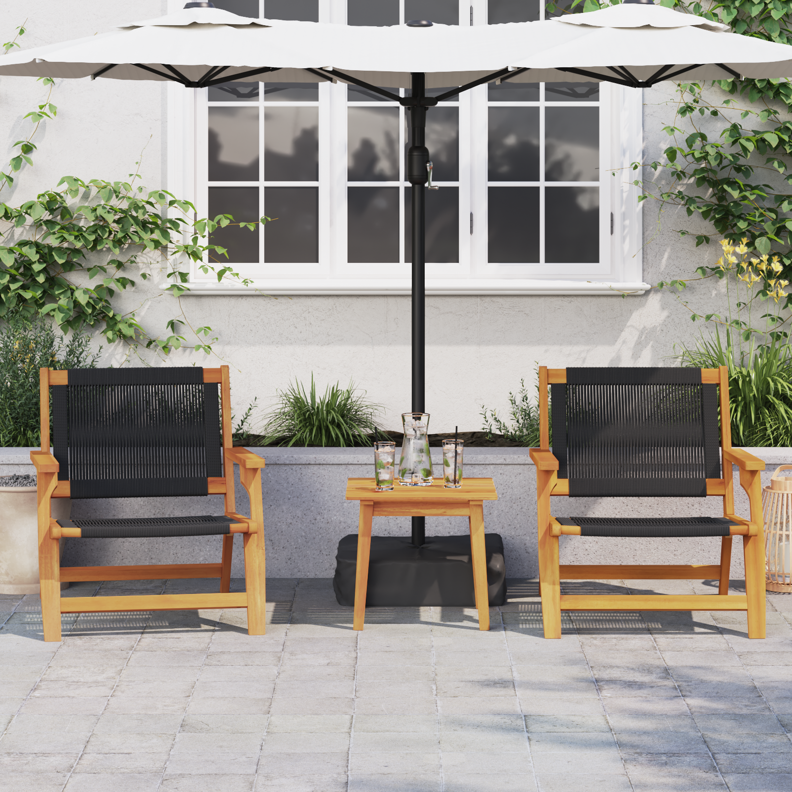 Tavolino 45x45x40 cm in legno massello di acacia