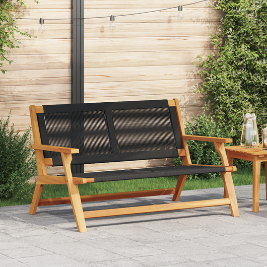 Panchina da giardino nera 76x122x73 cm legno massello di acacia