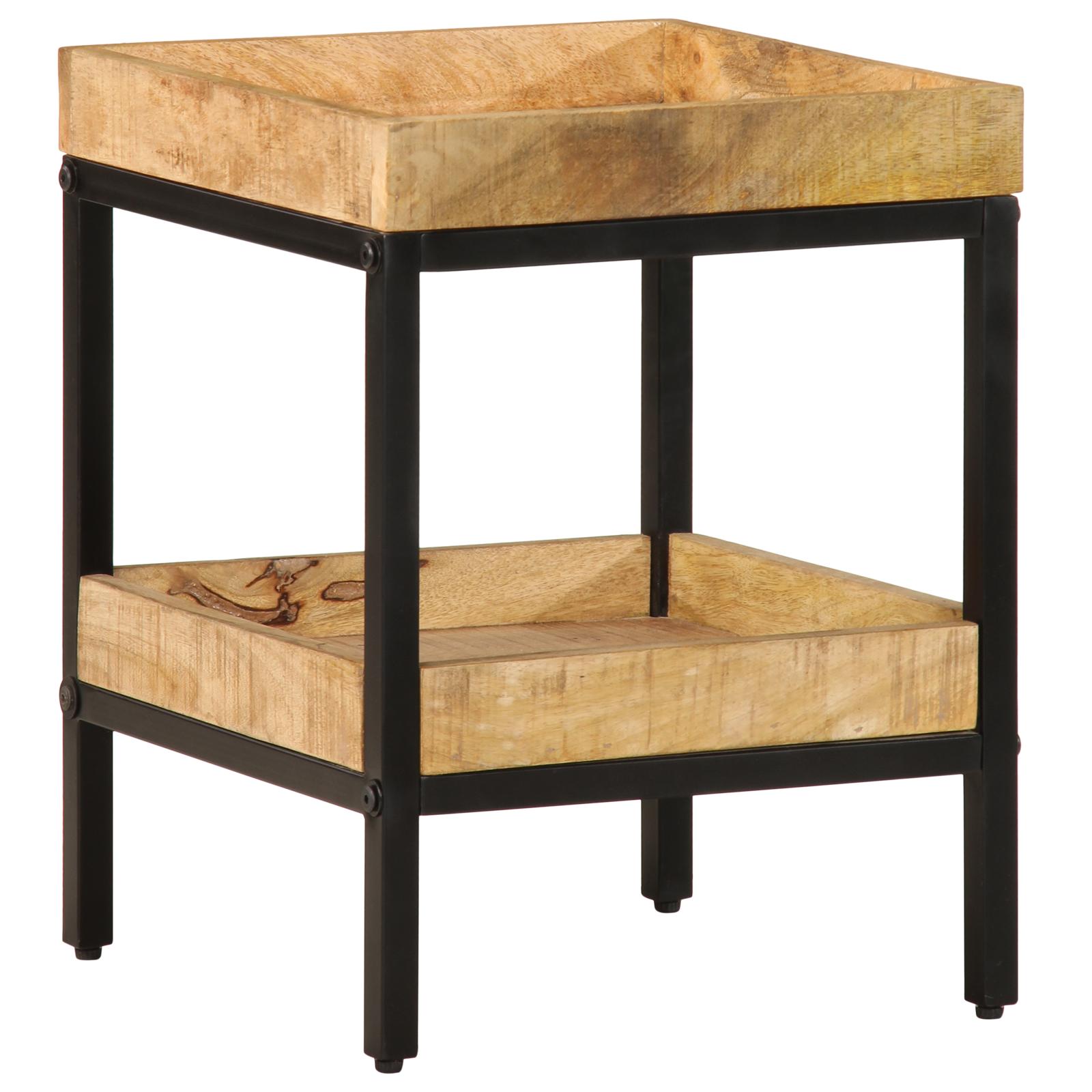 Tavolino 35x35x45 cm Legno Massello di Mango Ruvido