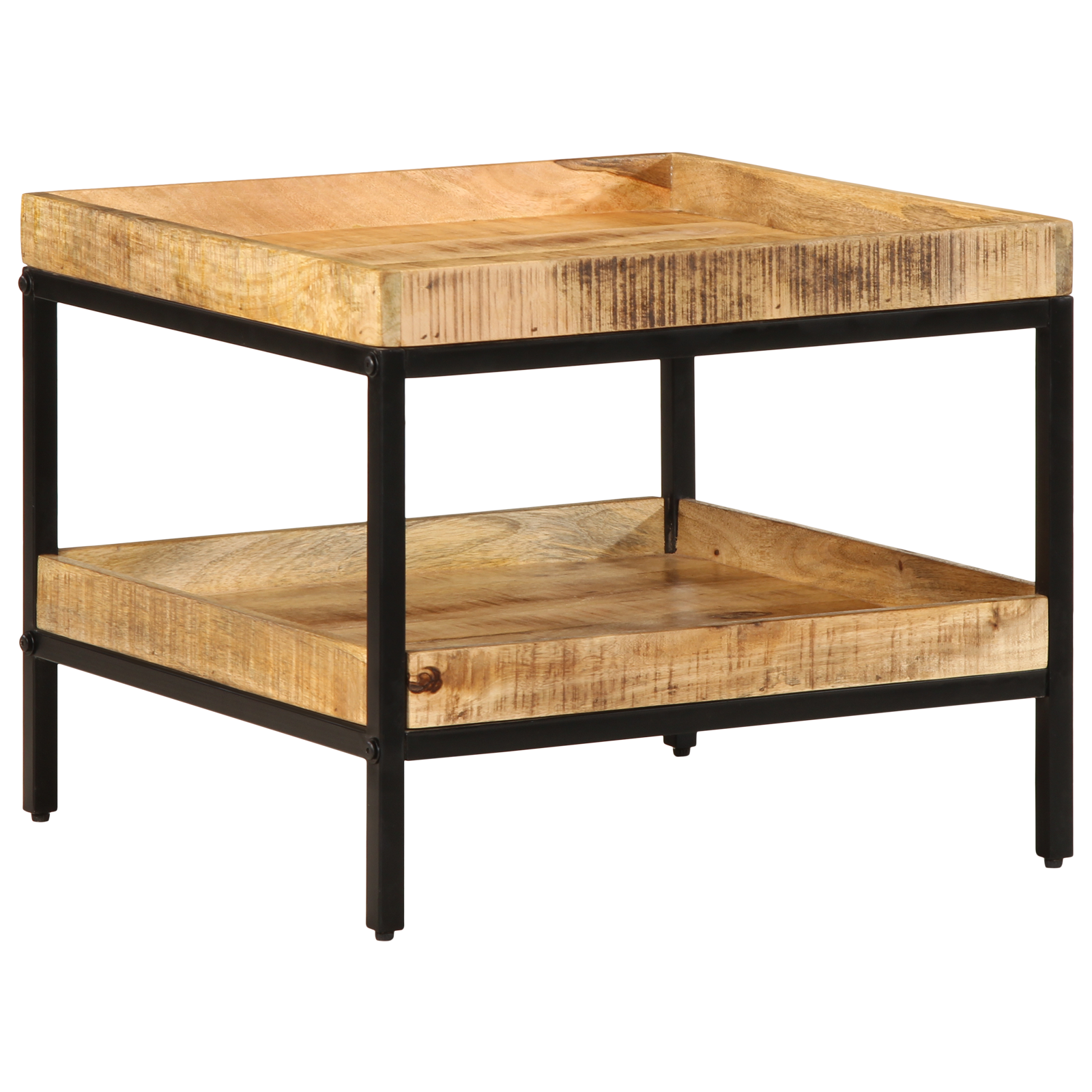 Tavolino 55x55x45 cm in legno massello di mango grezzo