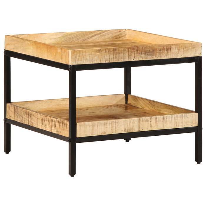 Tavolino 55x55x45 cm in legno massello di mango grezzo