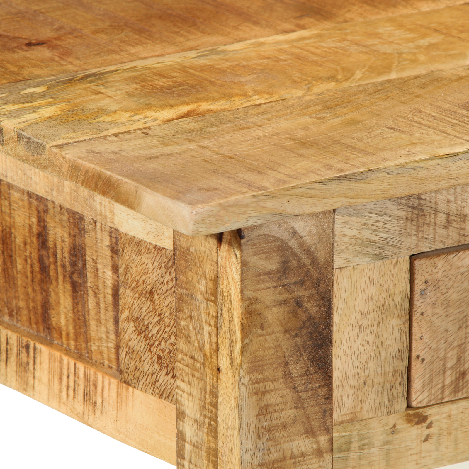 Toeletta con Specchio Legno Massello Mango Grezzo