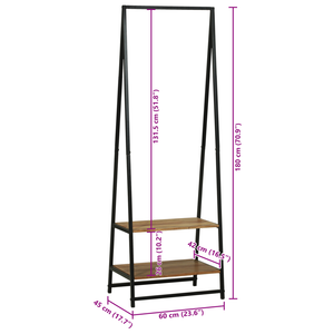 Scaffale per vestiti 60x45x180 cm Legno Massello di Acacia