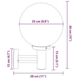 Lampada da parete esterna Argento Acciaio Inossidabile IP44
