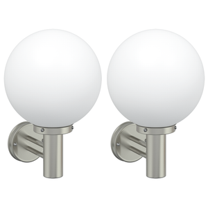 Lampade da parete 2 pezzi Acciaio Inossidabile Argento IP44