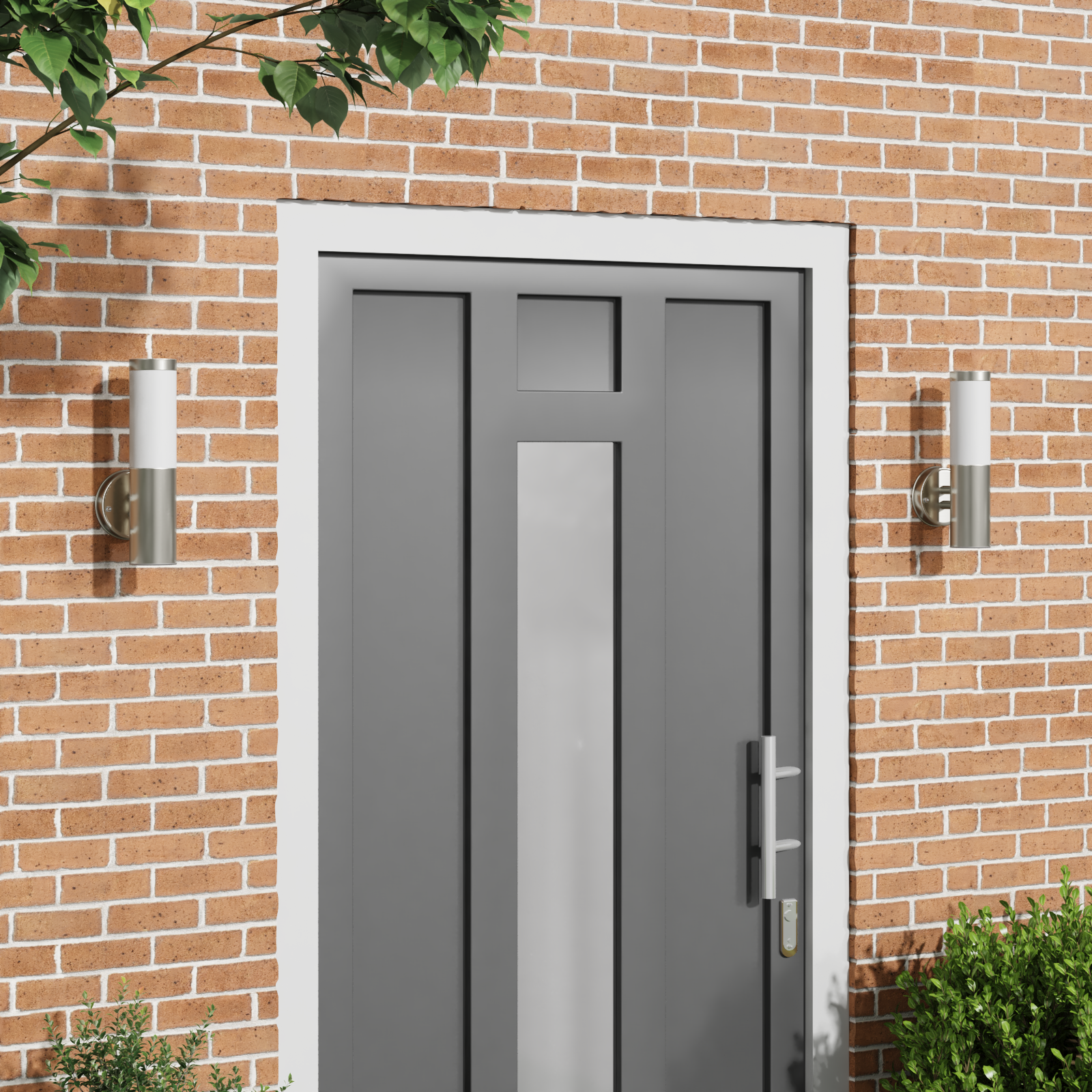 Luce da Parete Esterno 2 pezzi Acciaio Inossidabile Argento IP44