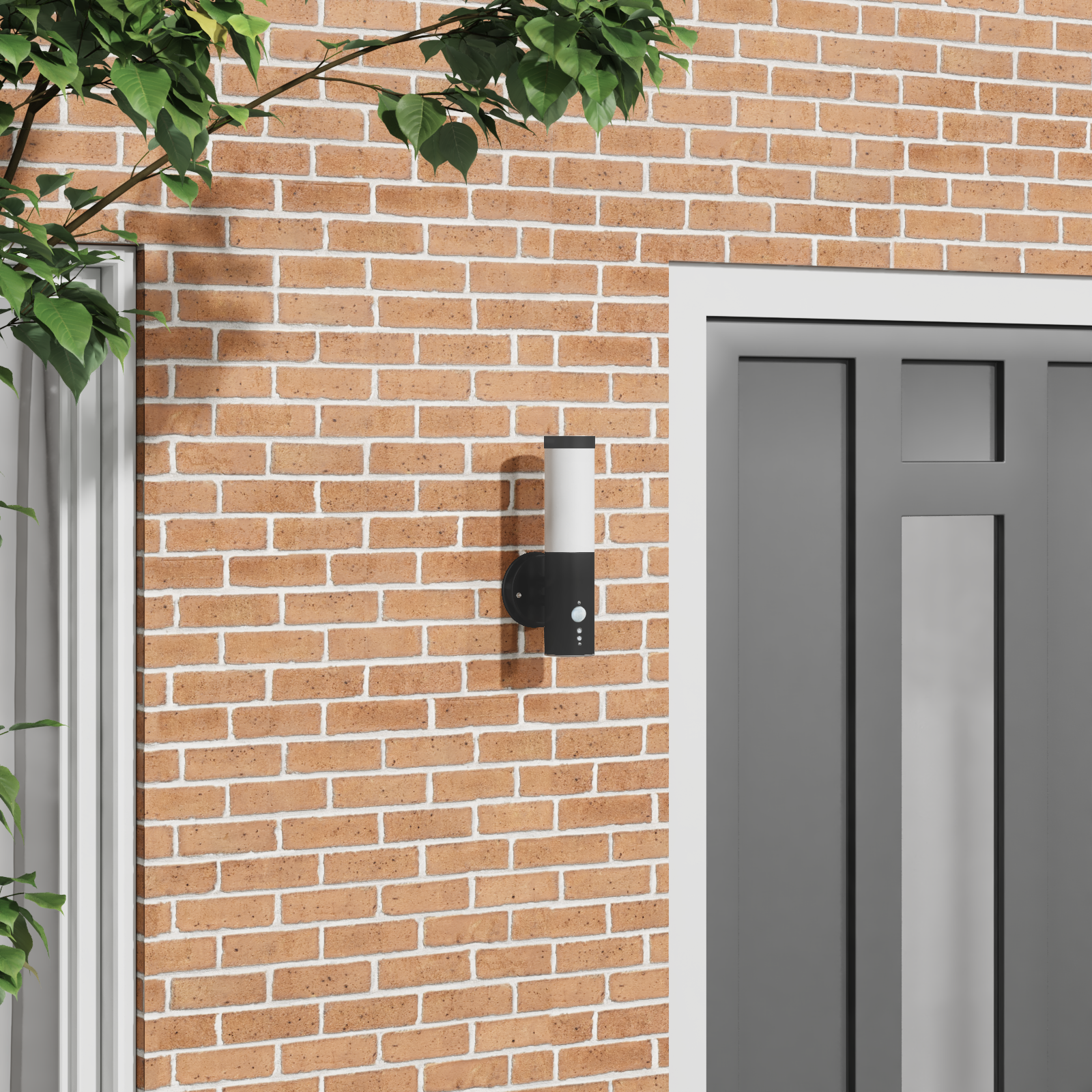 Lampada da Parete Esterna con Sensore Nera Acciaio Inossidabile IP44