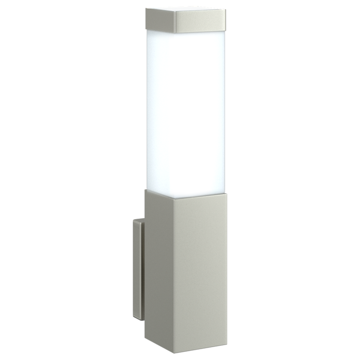 Luce da parete esterna argentata in acciaio inox IP44