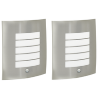 Lampade da parete esterne con sensore 2 pz Acciaio inox Argento IP44