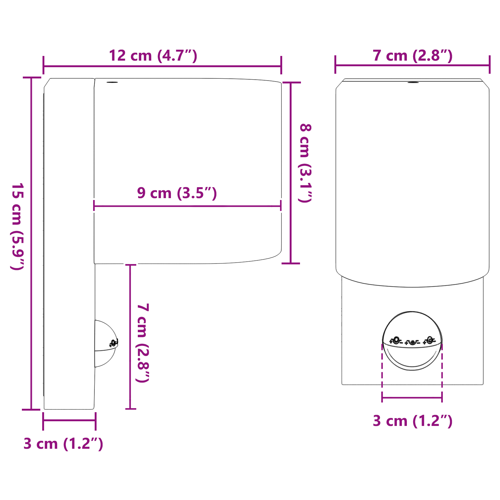 Lampade da Parete da Esterno con Sensore Nero Acciaio Inossidabile IP44