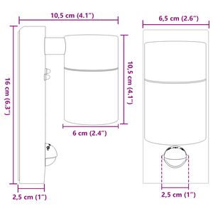 Luce da parete esterna con sensore Acciaio inox IP44