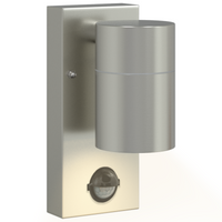 Lampade da parete esterne con sensore 2 pezzi argento acciaio inox IP44