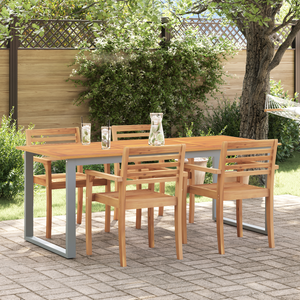 Tavolo da pranzo outdoor  Grigio 160x80x75 cm Acciaio e Legno Solid Acacia
