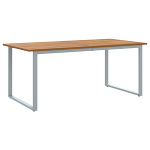Tavolo da pranzo da esterno Grigio 180x90x75 cm Acciaio e Legno massello Acacia