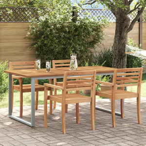 Tavolo da pranzo da esterno Grigio 180x90x75 cm Acciaio e Legno massello Acacia