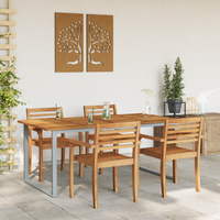 Tavolo da pranzo da esterno Grigio 180x90x75 cm Acciaio e Legno massello Acacia