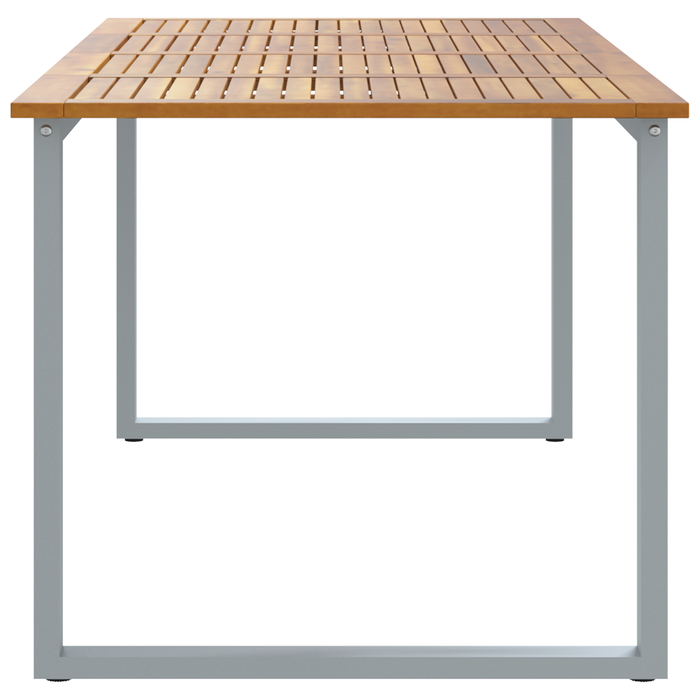 Tavolo da pranzo da esterno  Grigio 200x90x75 cm Acciaio e Legno Massello di Acacia