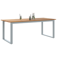 Tavolo da pranzo da esterno  Grigio 200x90x75 cm Acciaio e Legno Massello di Acacia