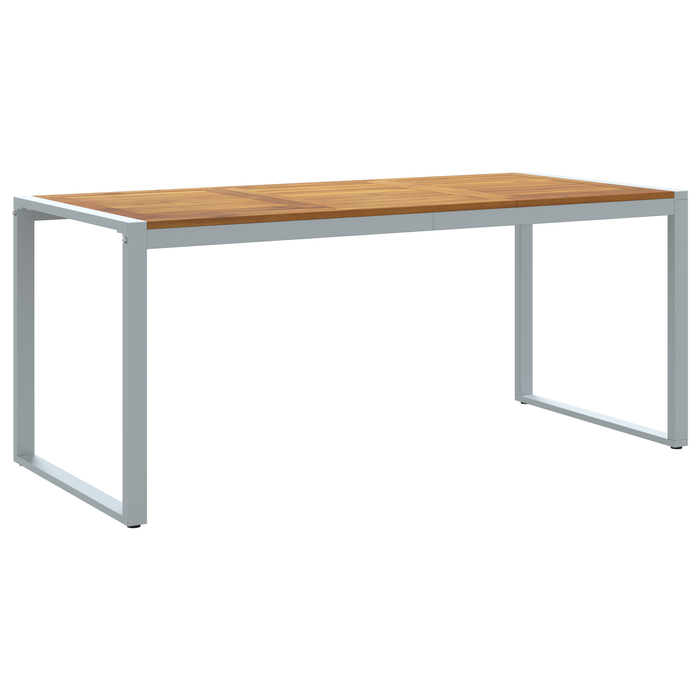 Tavolo da pranzo all'aperto  Grigio 180x90x75 cm Acciaio e Legno Massello di Acacia