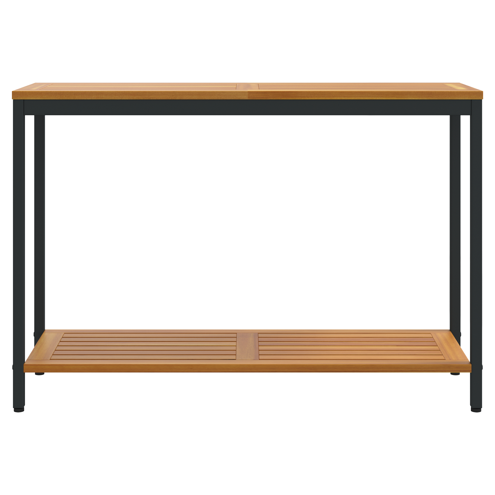 Tavolo da Esterno Naturale e Nero 35x110x75 cm Legno Solido e Acciaio