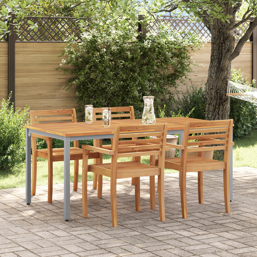 Tavolo da giardino  180x90x75 cm in legno massello di acacia e metallo