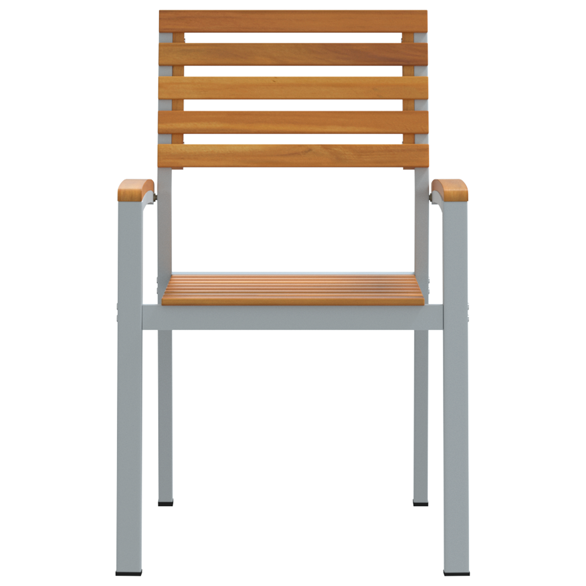 Sedie da Giardino 2 pz Grigio in Legno Massello Acacia e Acciaio